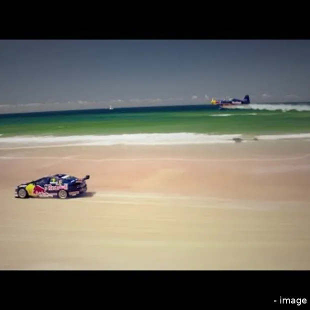 v8 supercar vs airplane race on an austr