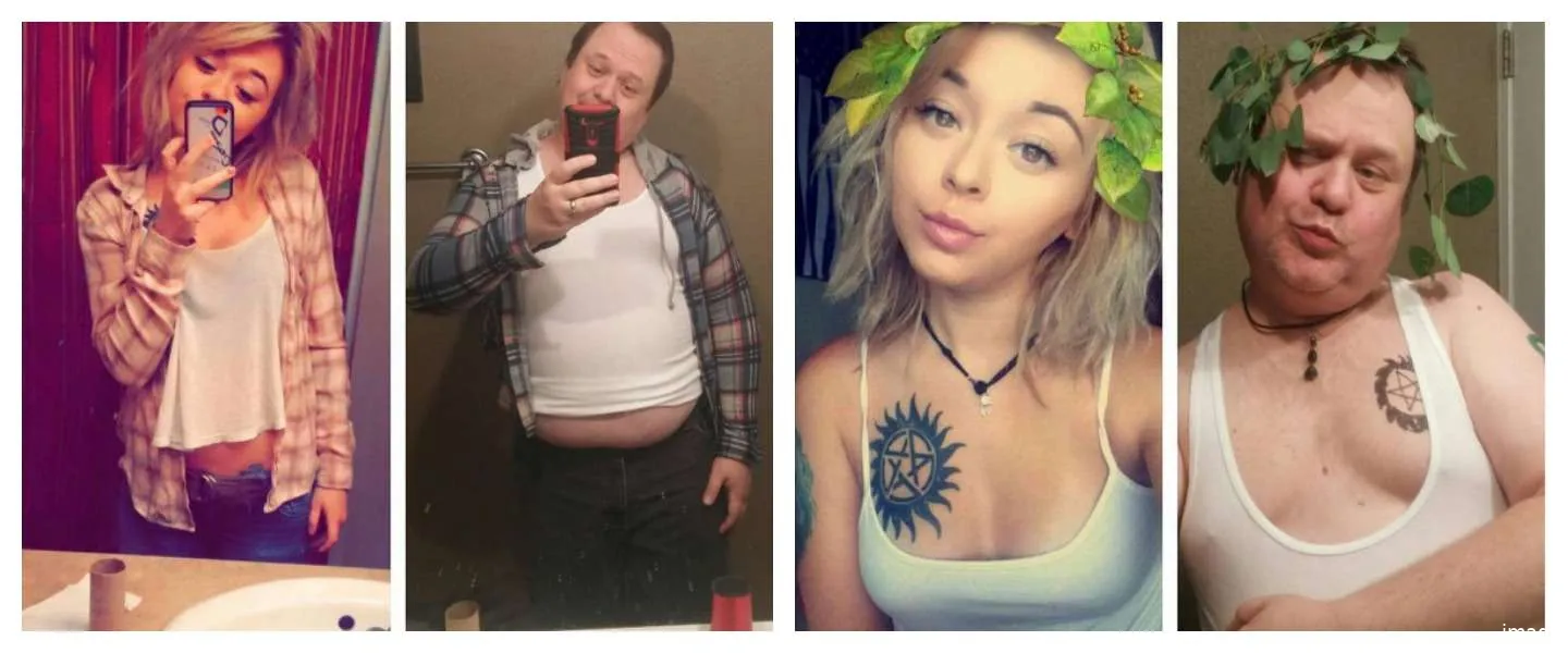 vader kopieert selfies