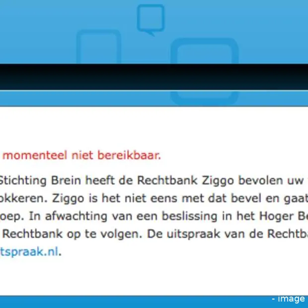 ziggo start met blokkeren van the pirate