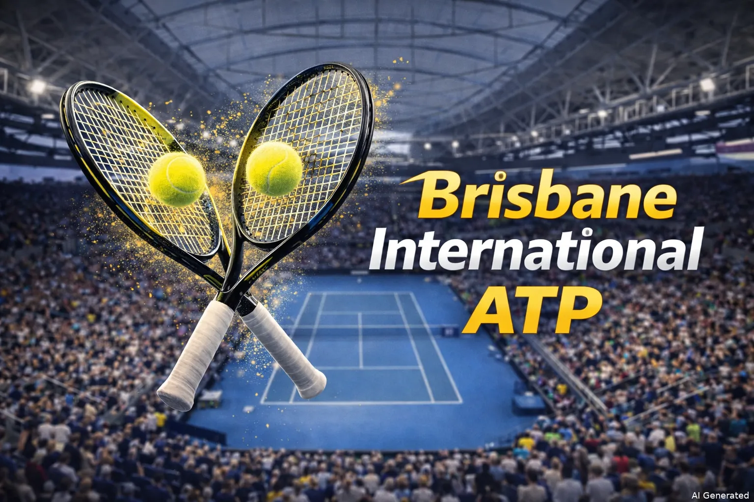 Racquets in front of Brisbane Arena.