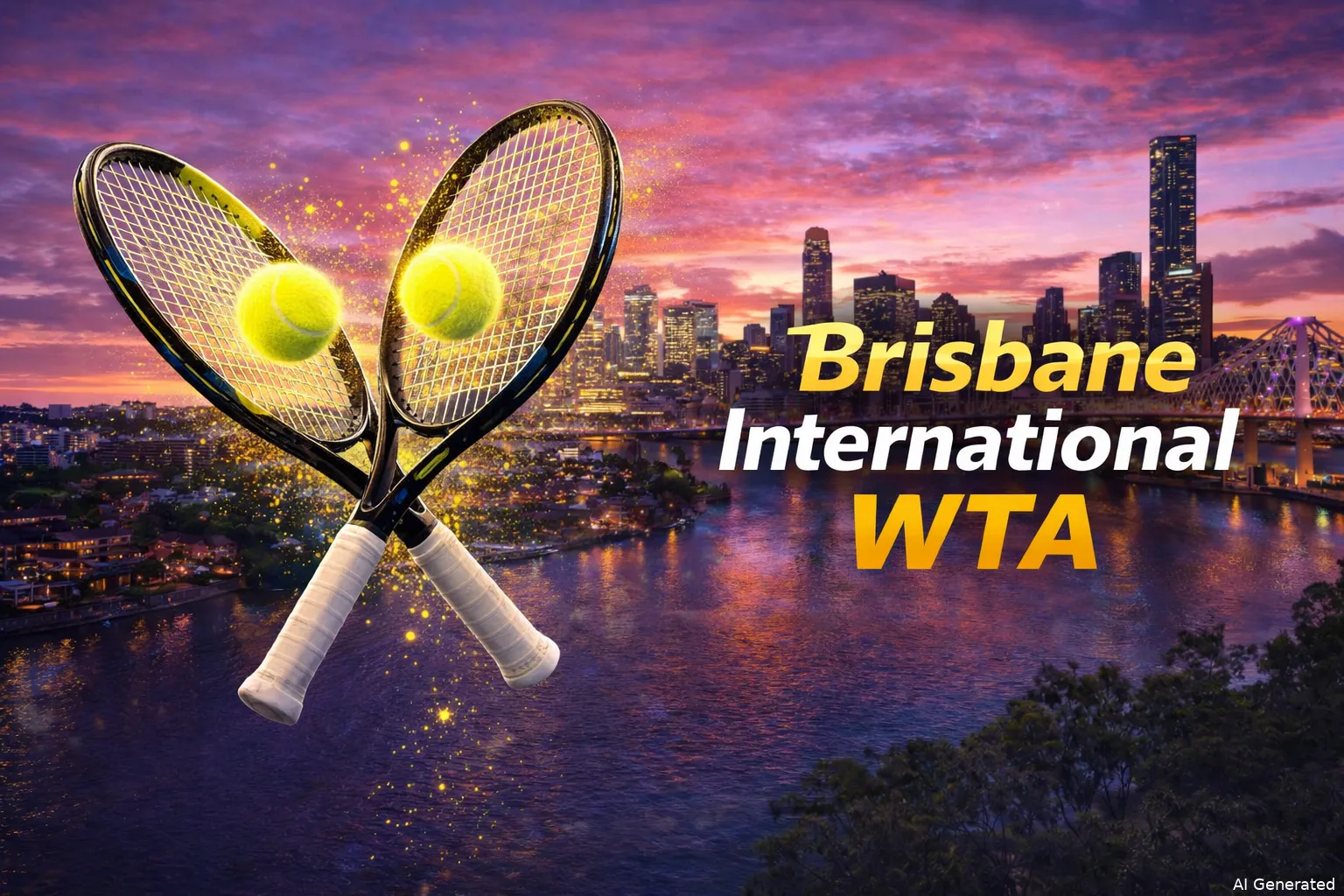 Header image of racquets in front of Brisbane skyline