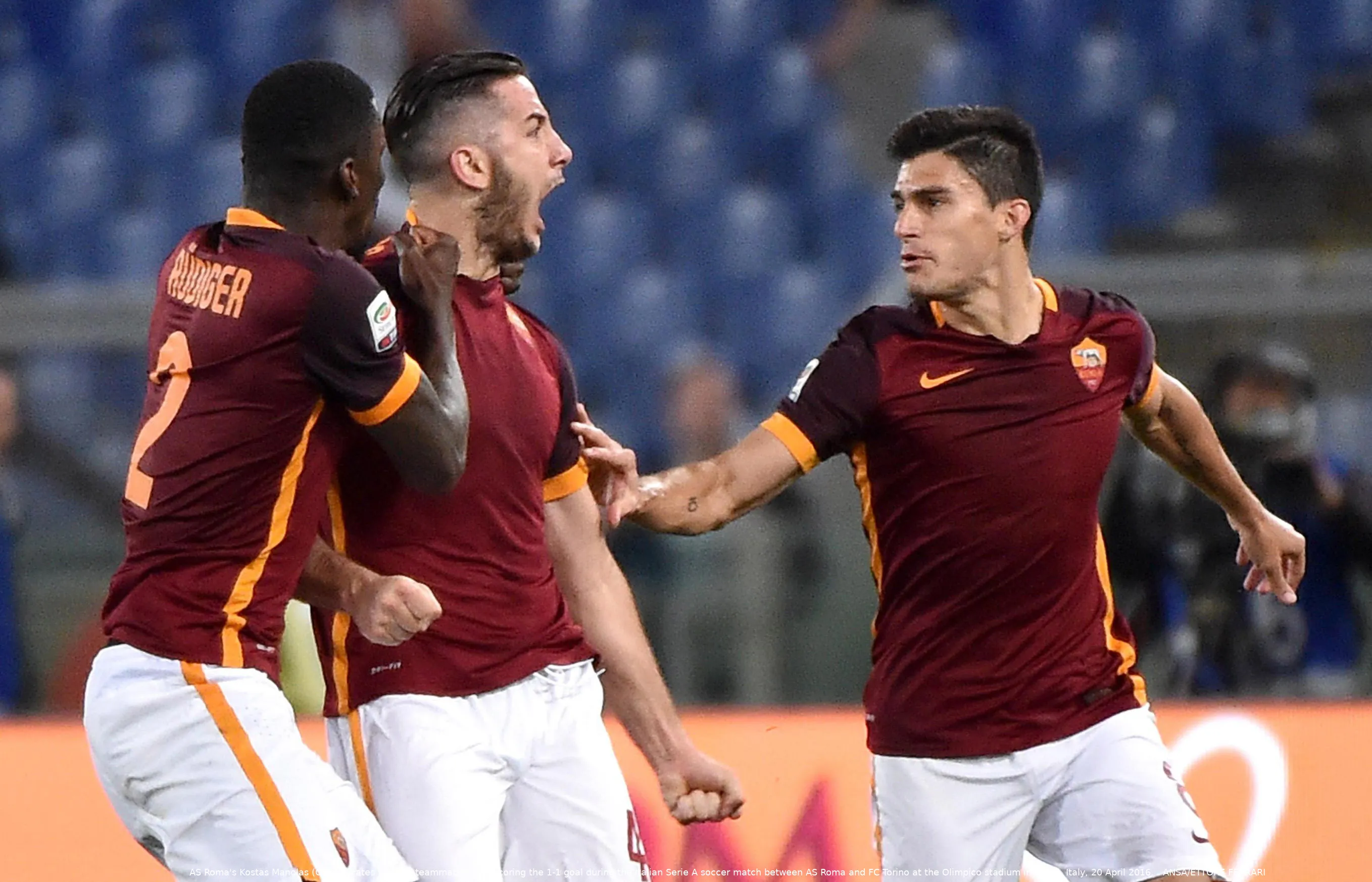 manolas esulta rudiger perotti roma toro