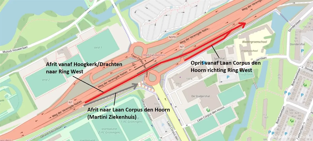 20230706 drie afsluitingen a7 vanuit hoogkerk drachten komende week aanpak ring zuid