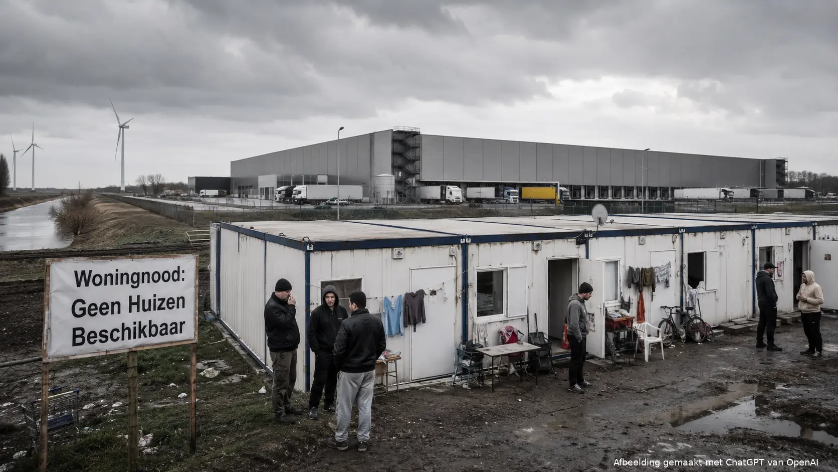 Grote distributieloodsen en geïmproviseerde huisvesting voor arbeidsmigranten in Nederland