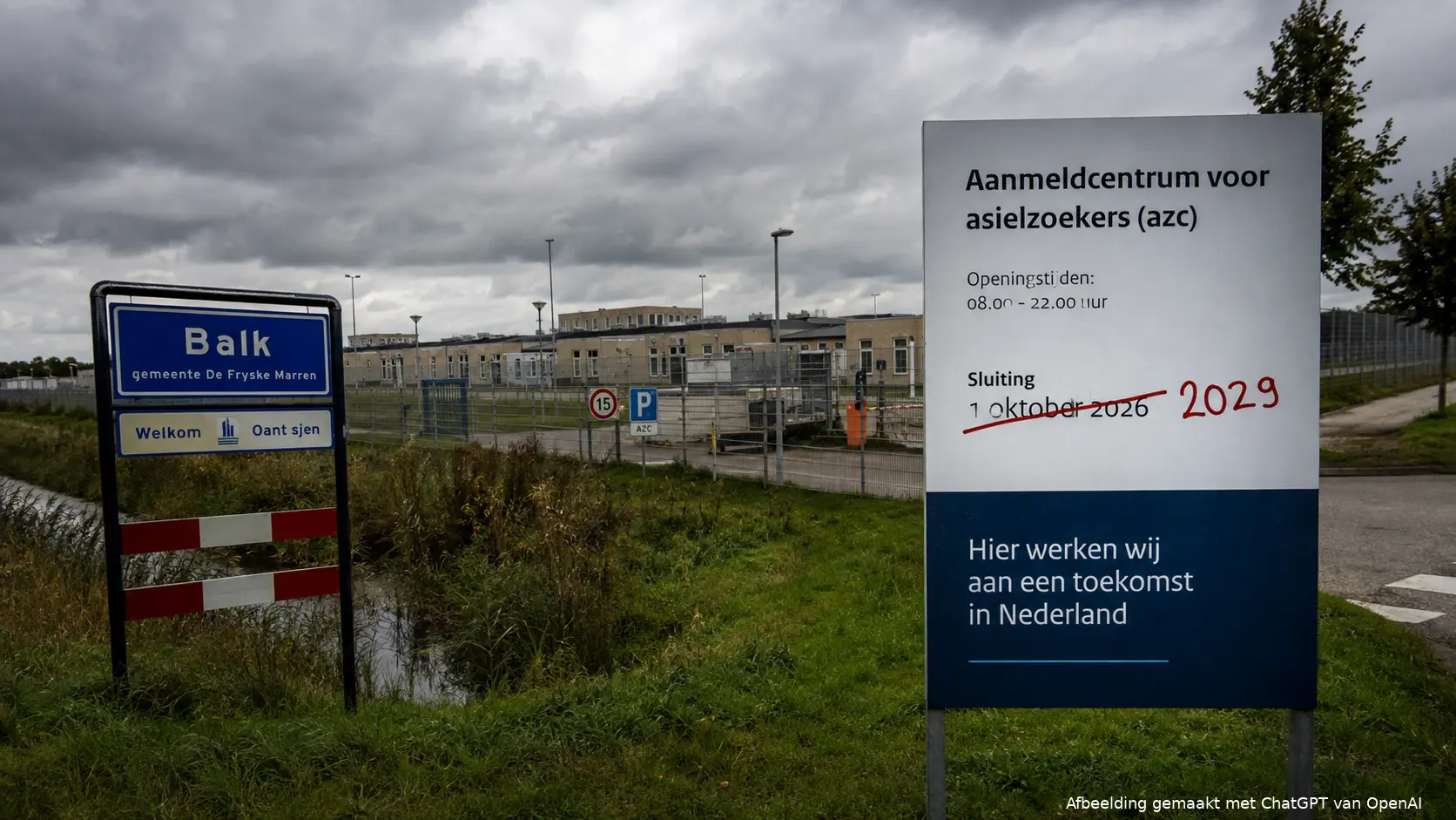 Het tijdelijke azc in Balk blijft ondanks een sluitingsafspraak nog drie jaar langer open