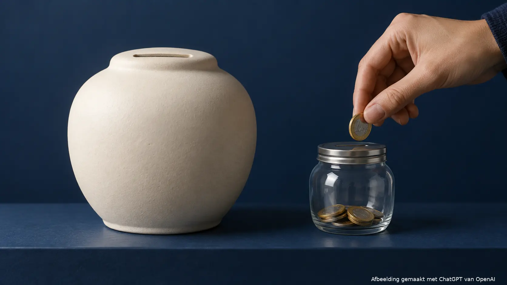 Conceptuele illustratie van twee spaarpotten, bij uitleg over de basisrente en bonusrente van bunq