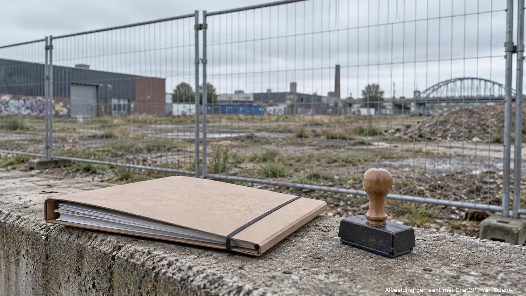 Braakliggend terrein met dossier over omstreden gemeentelijke gronddeal in Arnhem.