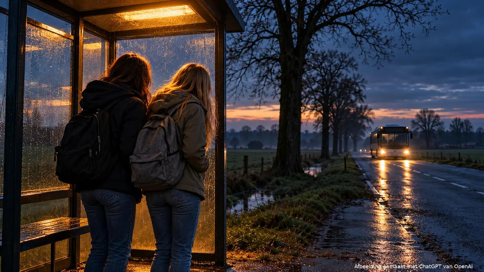 Twee reusachtige windturbines boven een chemische fabriek, met een voorzittershamer op de voorgrond.
