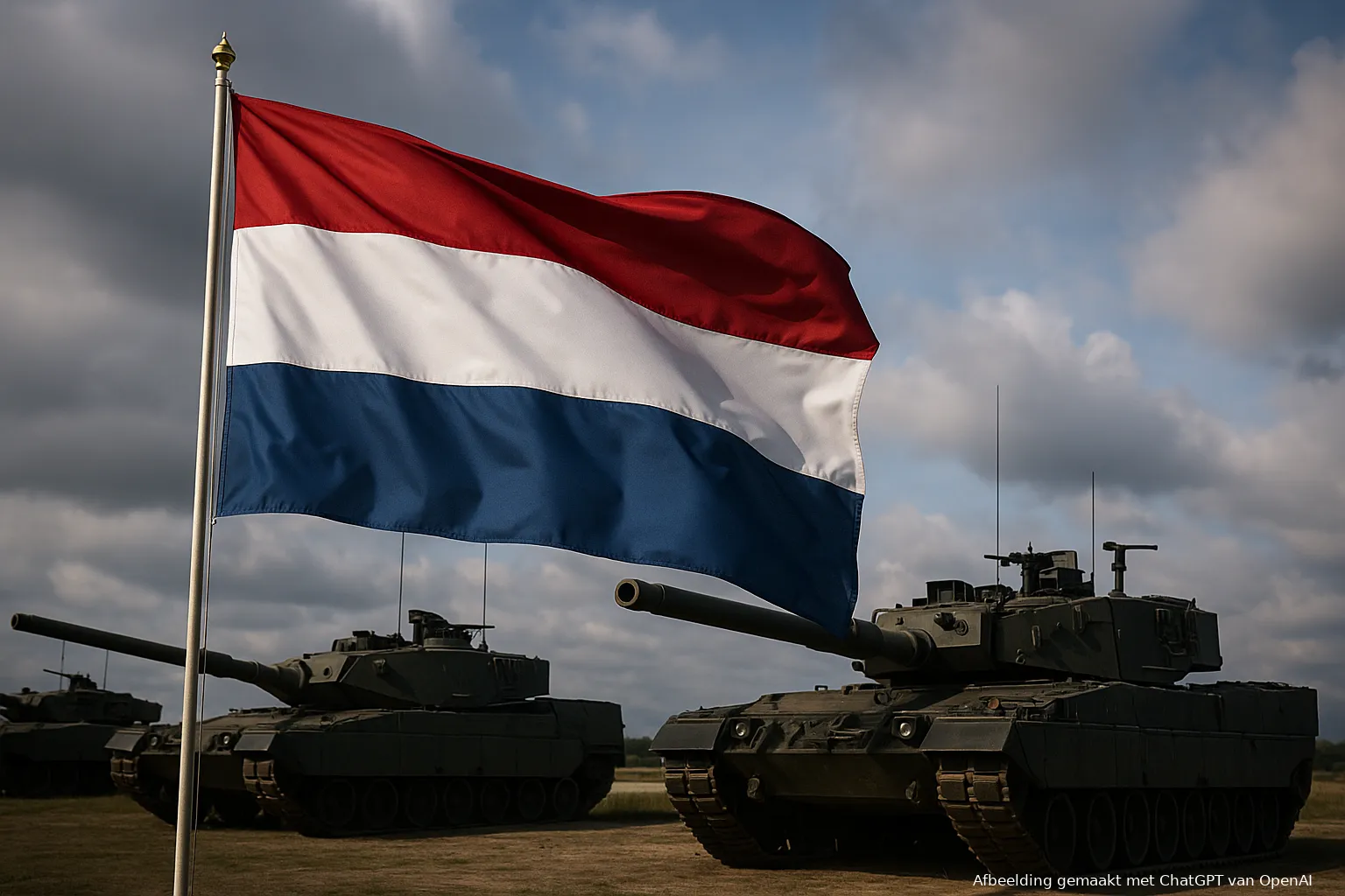 Dutch Flag with Military Tanks