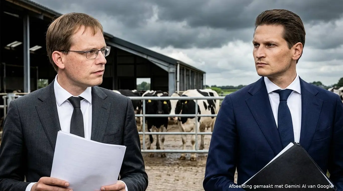 FVD-Kamerlid Pepijn van Houwelingen confronteert D66-minister Jaimi van Essen bij een stal