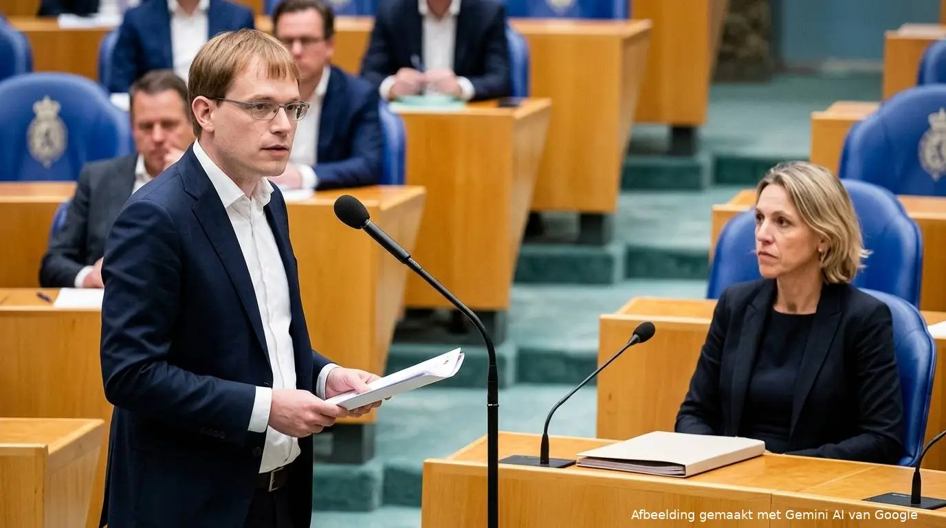 FVD-Kamerlid Pepijn van Houwelingen tegenover CDA-minister Mirjam Sterk in de Tweede Kamer.