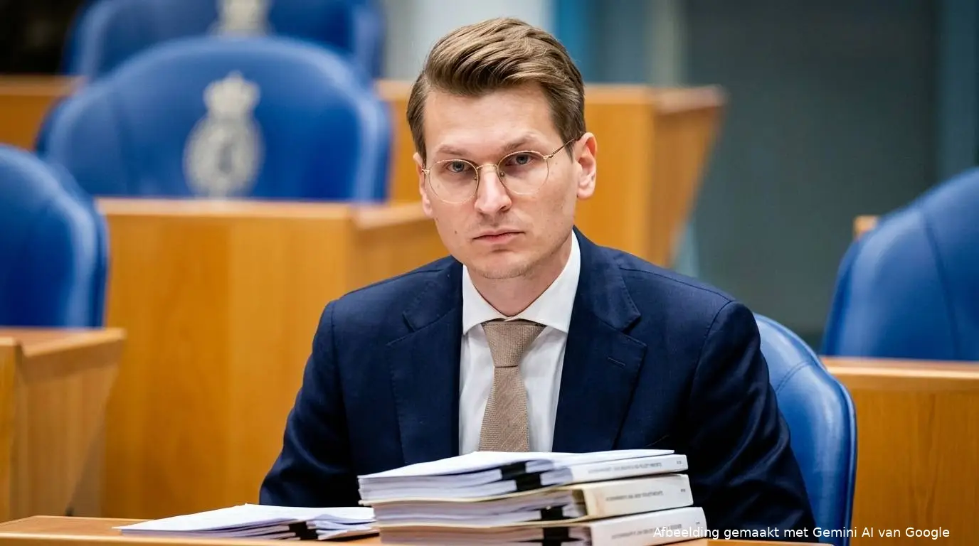 D66-minister Jaimi van Essen in Vak K van de Tweede Kamer bij het rapport van de Algemene Rekenkamer over het veen