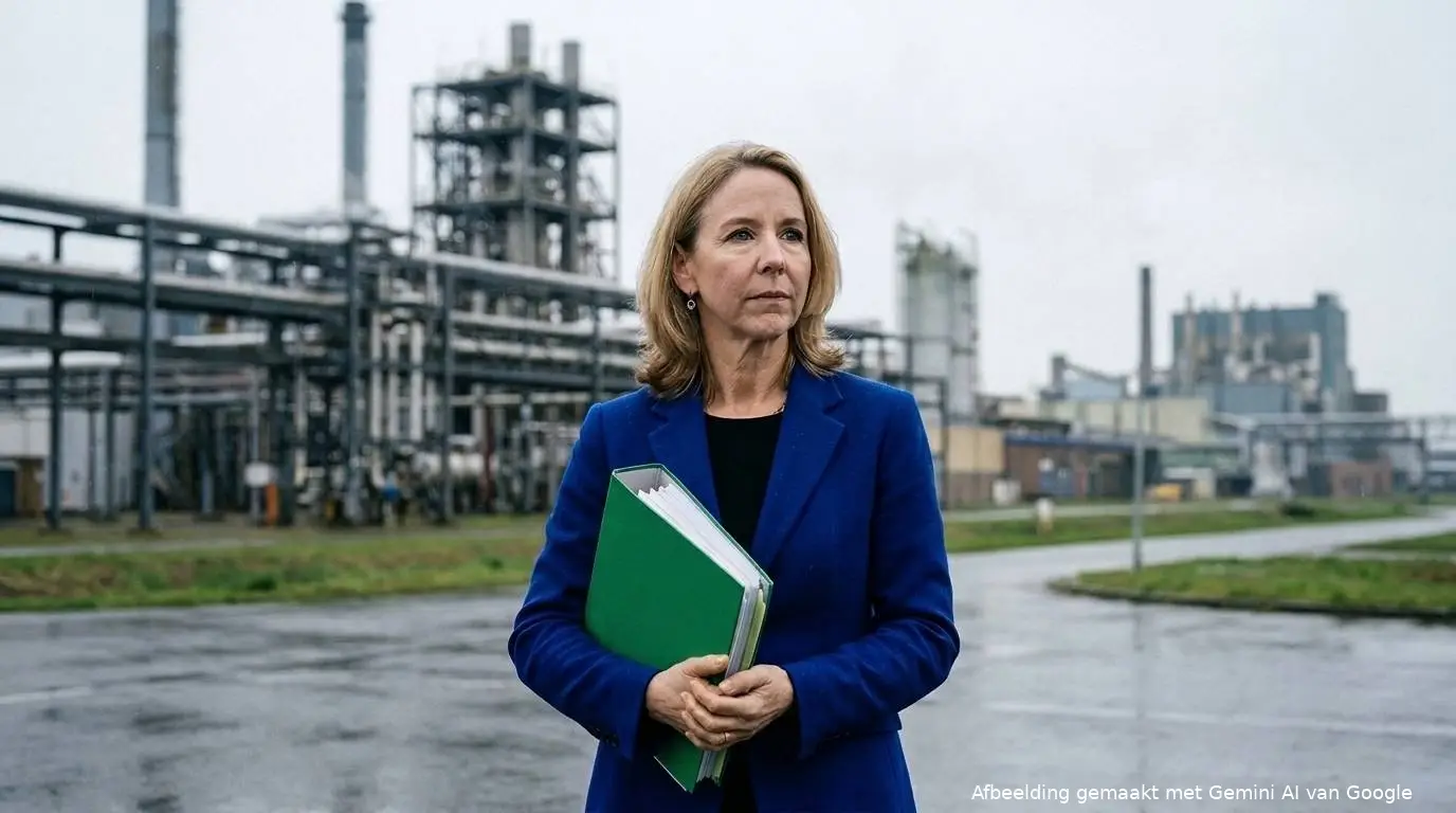 D66-minister Stientje van Veldhoven met haar energieplan voor een stilgelegd Nederlands industrieterrein