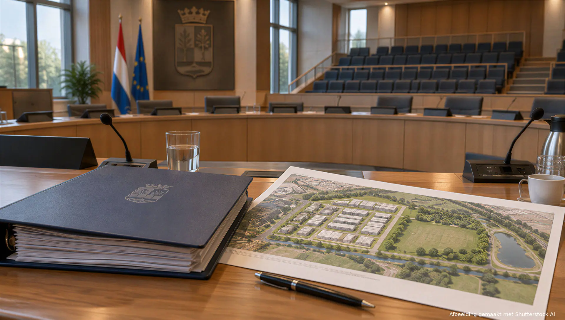 Illustratie van gemeentelijke besluitvorming over geld en asielopvang.