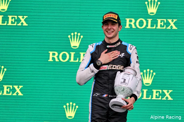 Ocon won de race in Hongarije in 2021.
