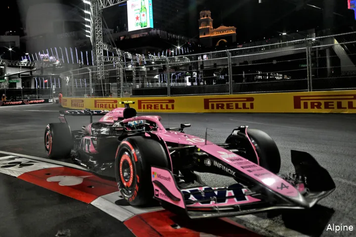 Een ecstatische Gasly op P3, kwalificatie GP Las Vegas 2024.