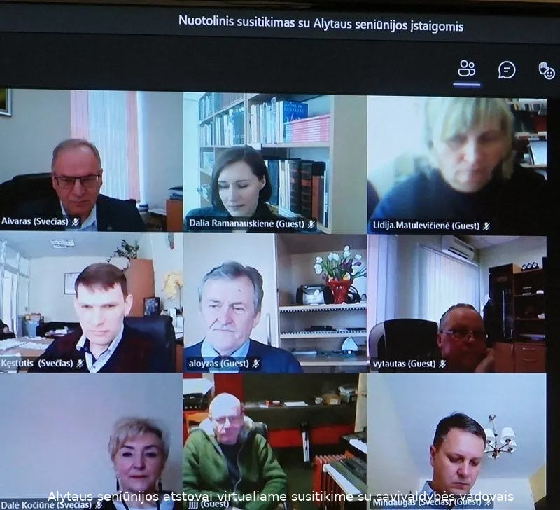 alytaus seniunijos atstovai virtualiame susitikime su savivaldybes vadovais