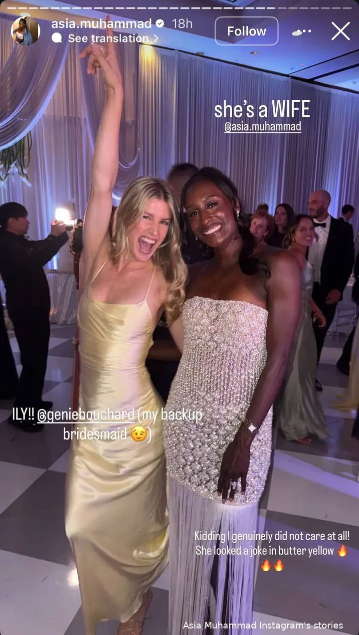 Eugenie Bouchard and Asia Muhammad.