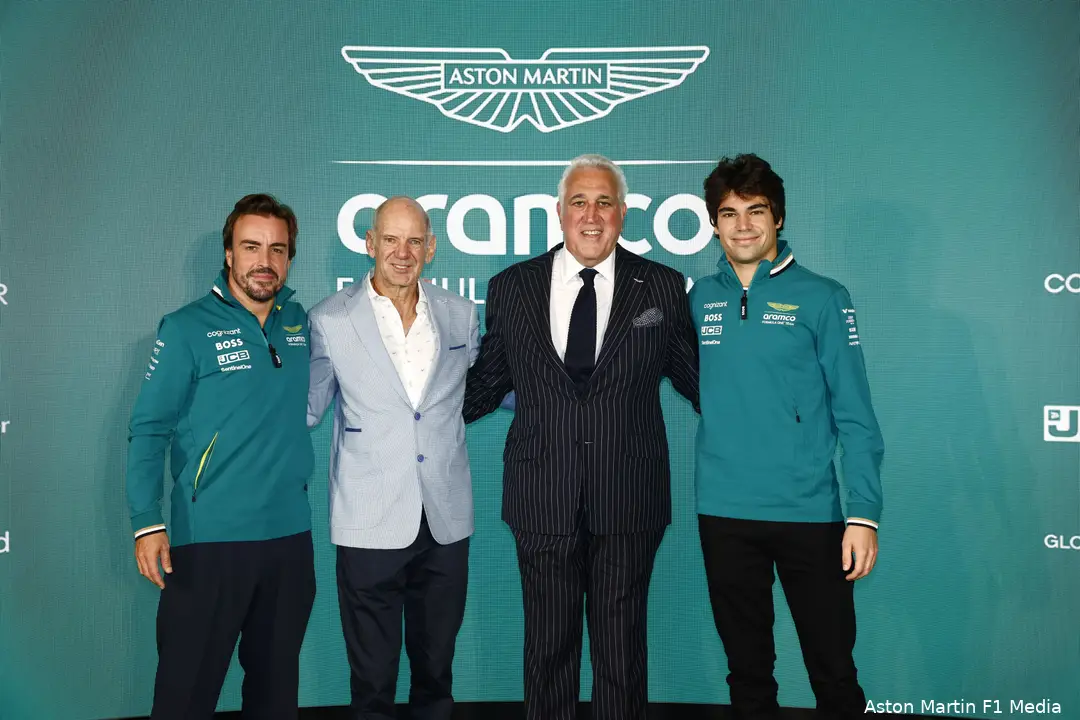 persconferentie aston martin lawrence stroll adrian newey lance stroll fernando alonso 3