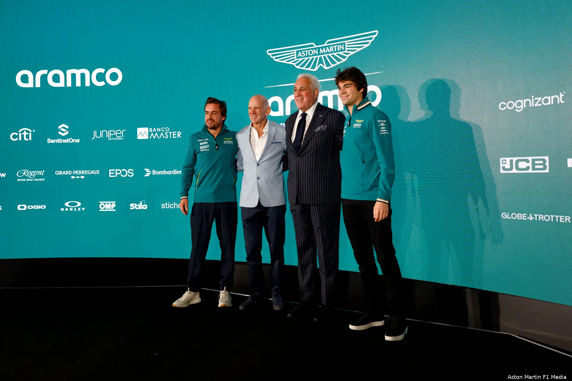 persconferentie aston martin lawrence stroll adrian newey lance stroll fernando alonso 2