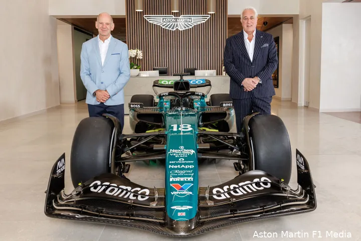 <i>Adrian Newey en Lawrence Stroll bouwen samen aan een toekomstig topteam.</i>