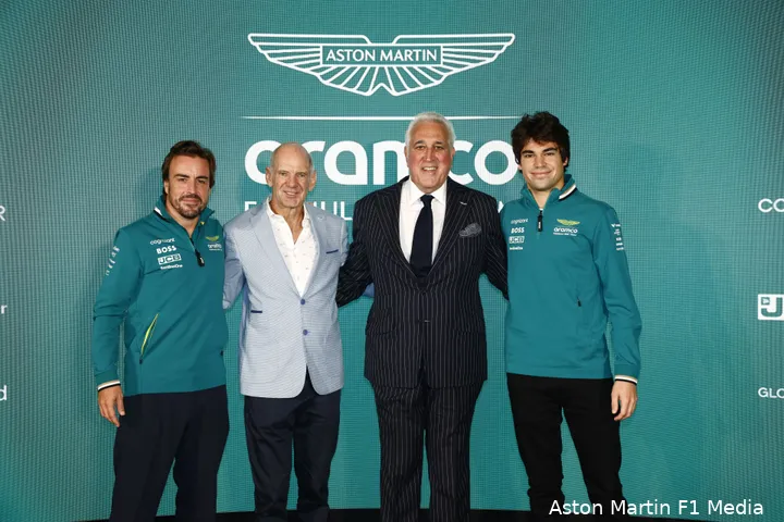 persconferentie aston martin lawrence stroll adrian newey lance stroll fernando alonso 3