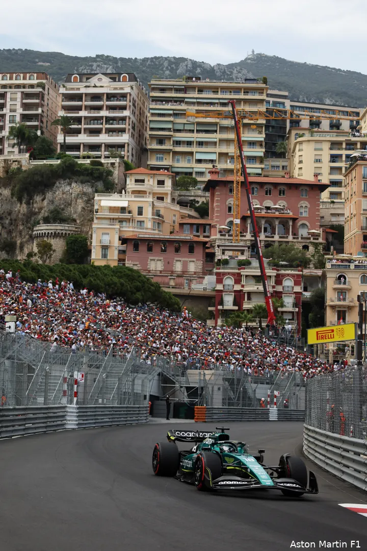 Astom Martin (Lance Stroll) op het Circuit de Monaco tijdens de kwalificatie (Foto:
Aston Martin F1 Media)