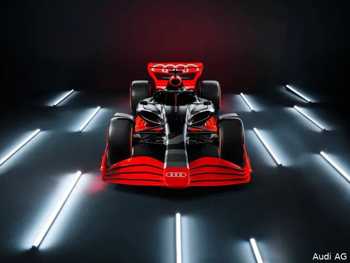 <i>Een concept van een Formule 1-bolide van Audi.</i>