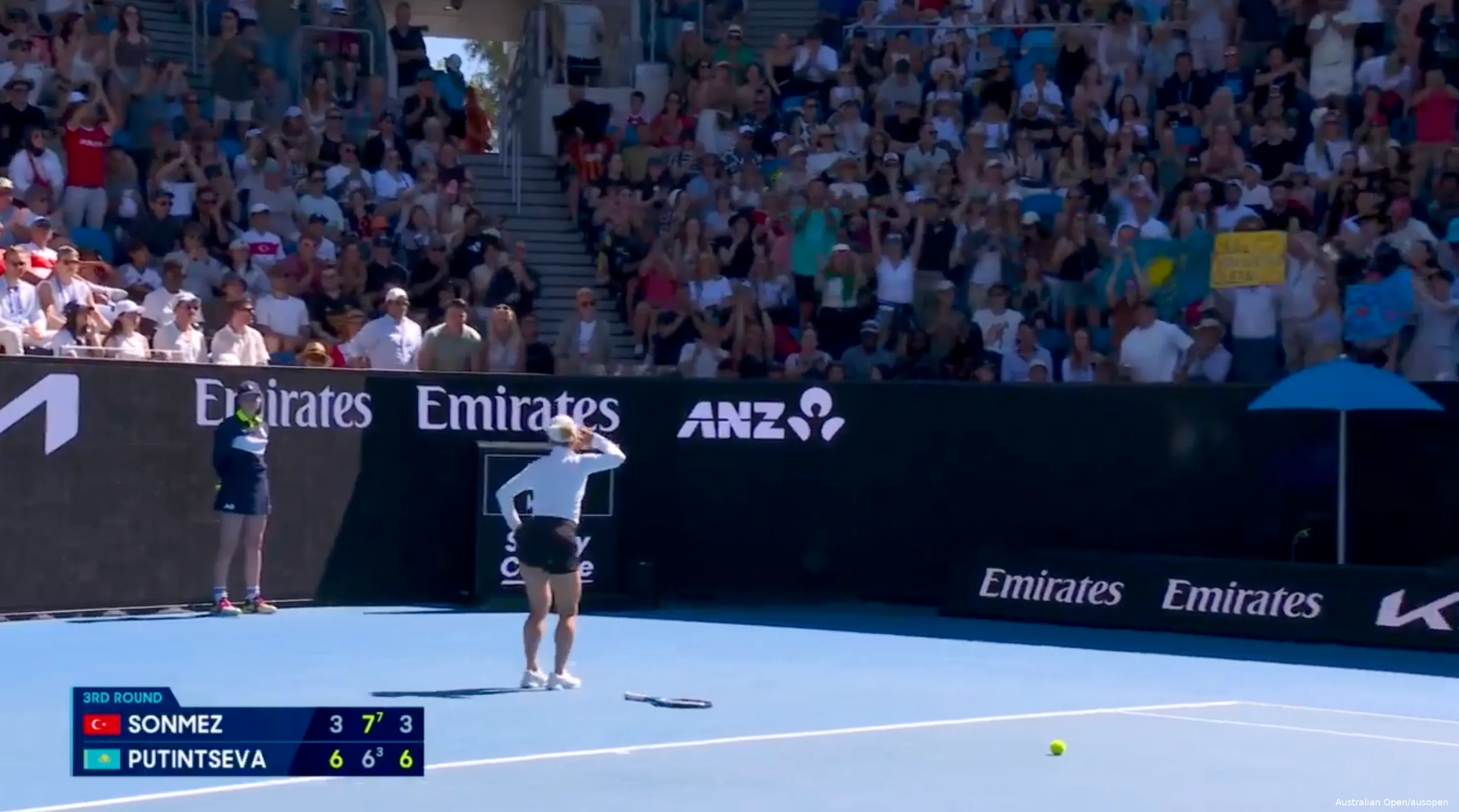 Putintseva cups ear to crowd