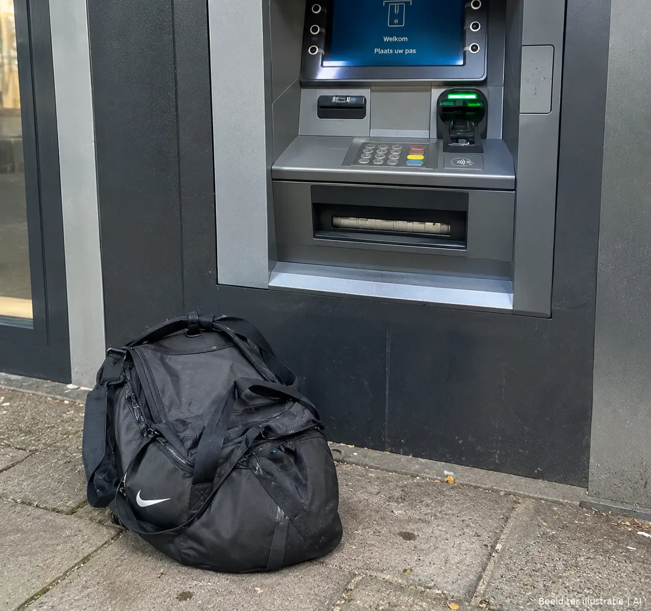 Duffel Bag Beside Dutch ATM