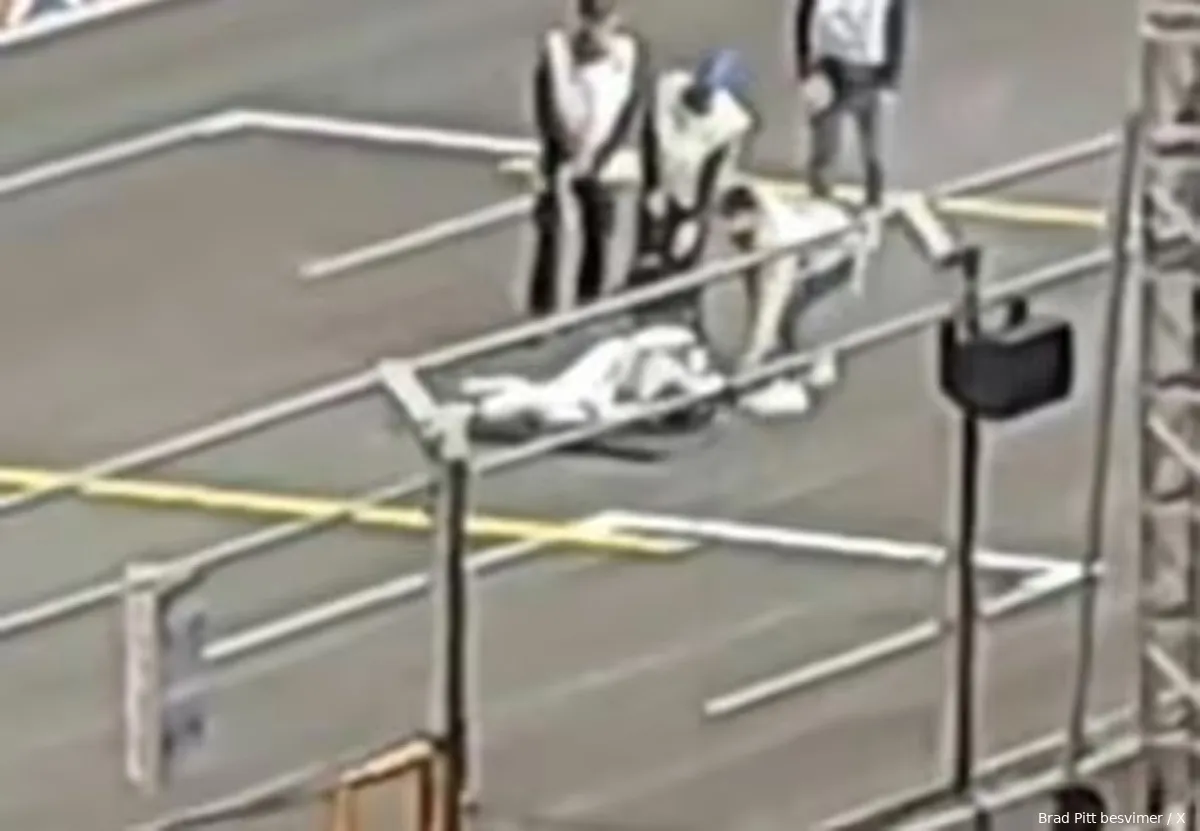 brad pitt f1 besvimer