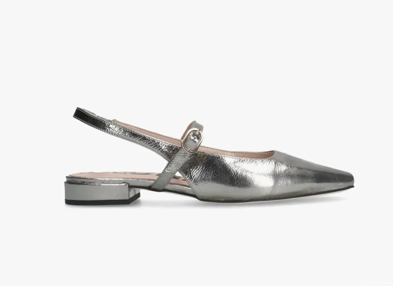 Zilveren metallic slingbacks – €119,00