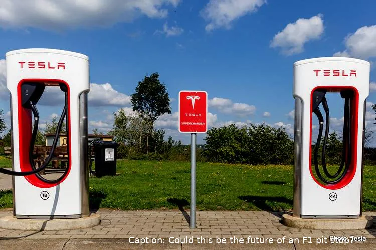 tesla electric f1 charging station