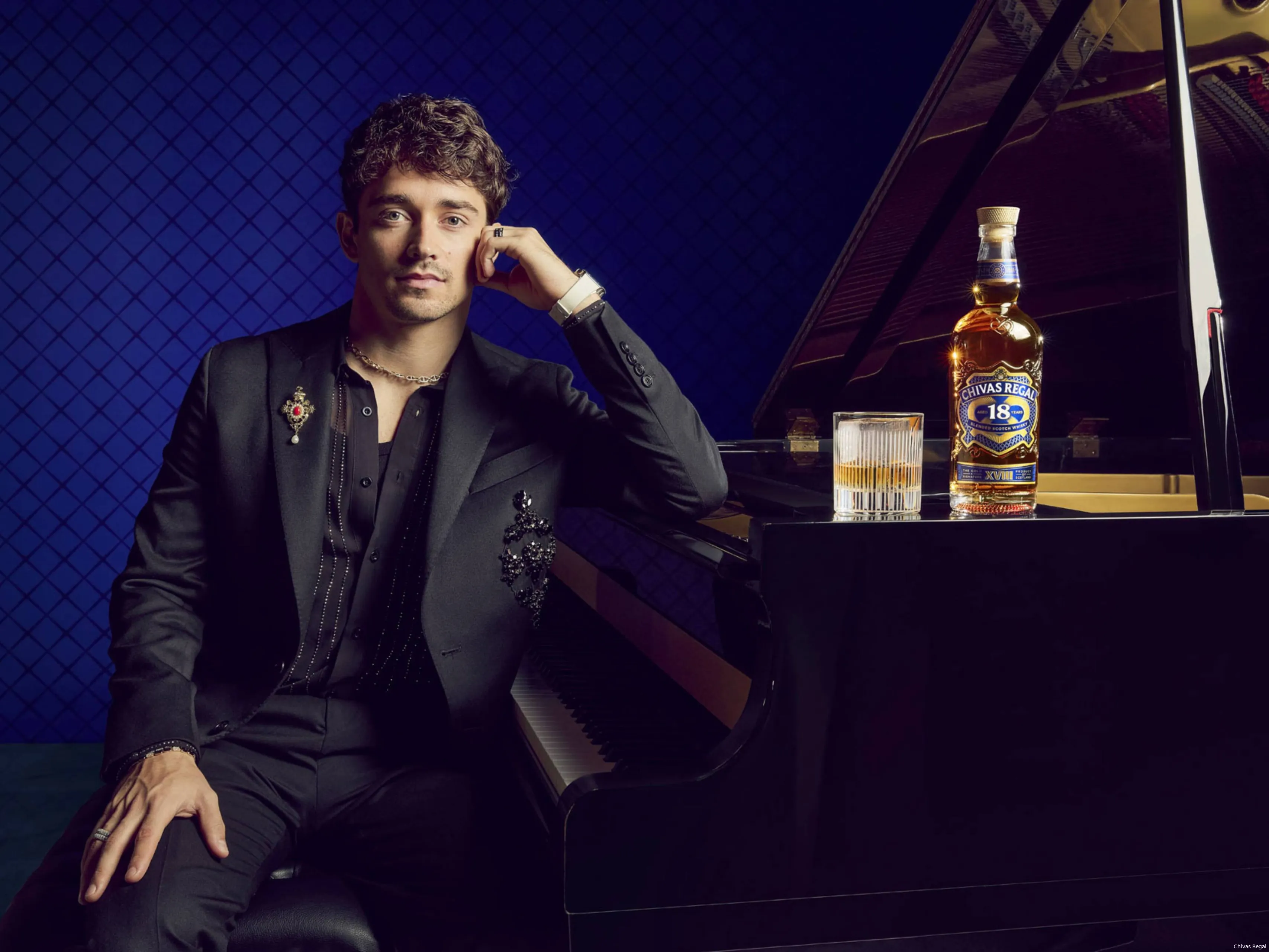 chivas regal x charles leclerc whisky formula 1 ferrari piano