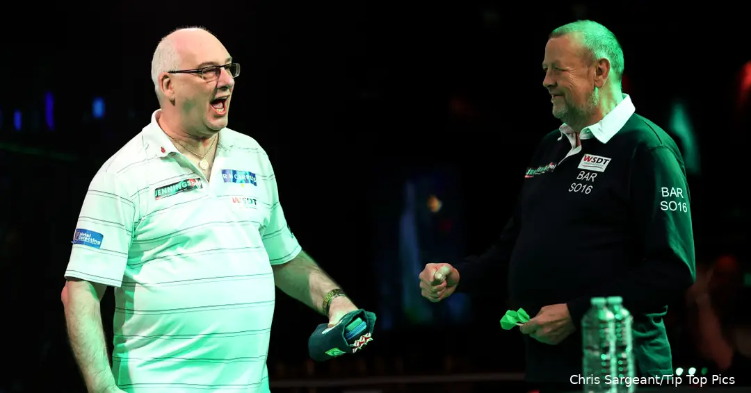 John Walton in action at the 2022 World Senior Championship against Les Wallace