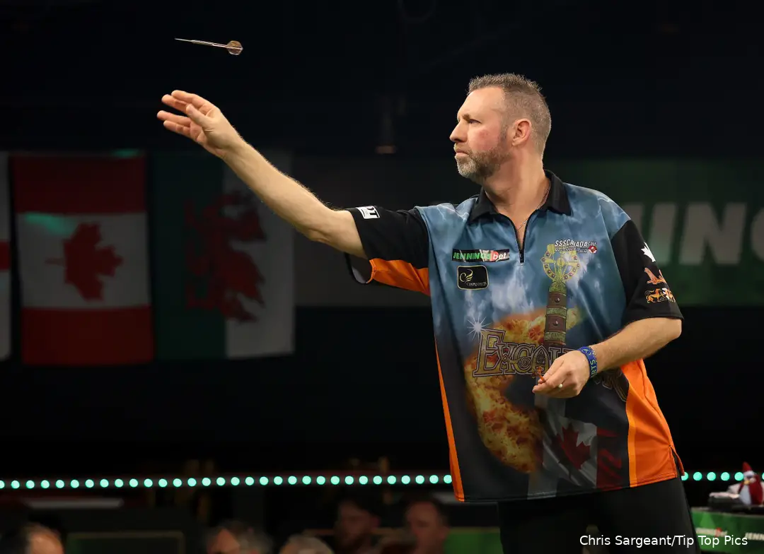 Cameron in action at the World Seniors Darts Championship&nbsp;