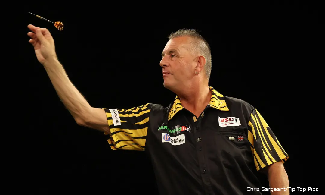 Peter Evison in actie op de World Seniors World Matchplay in 2023