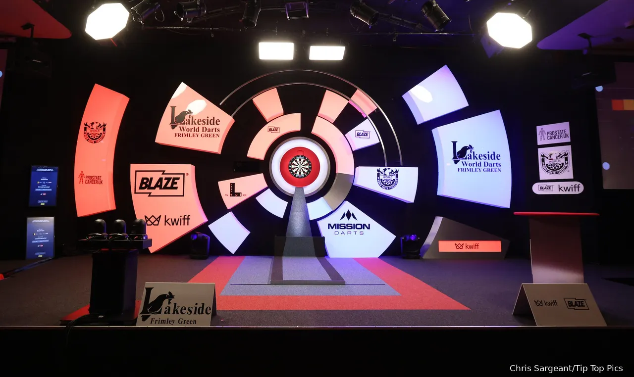 Eine der legendärsten Bühnen des Dartsports: Lakeside in Frimley Green