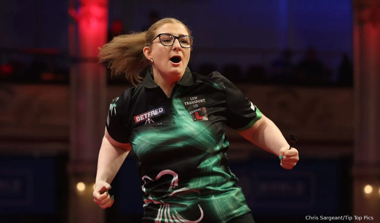 Robyn Byrne in actie op de Women's World Matchplay 2023