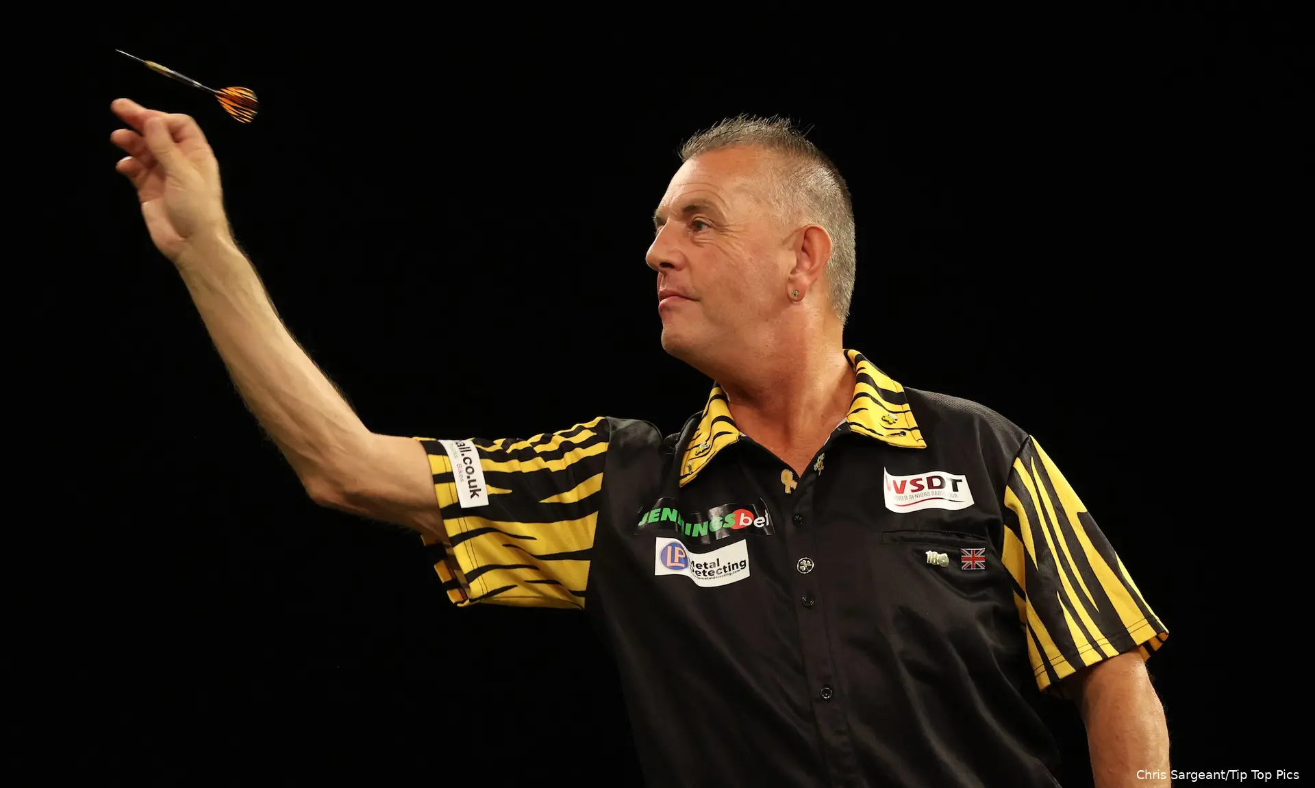 Peter Evison in actie op de World Seniors World Matchplay in 2023