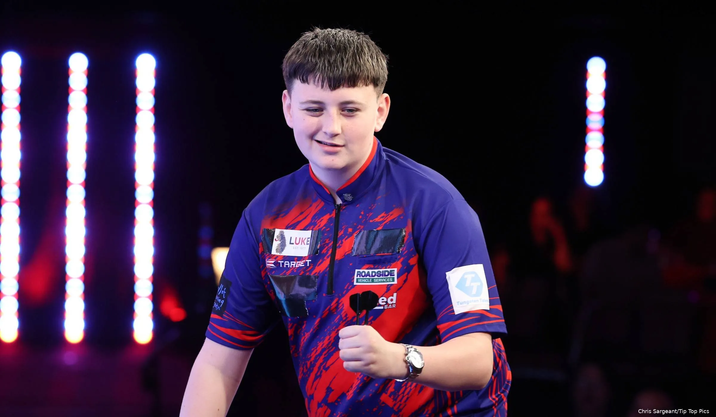 No fear: Mitchell Lawrie victorious on Lakeside debut.