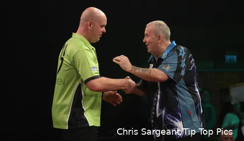 Van Gerwen (L) and Taylor (R) faced off in some of darts' biggest matches