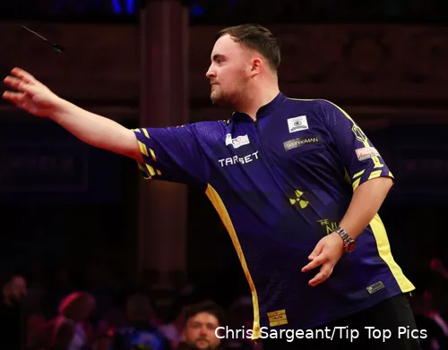 Luke Littler in action at the World Matchplay