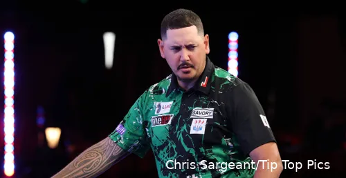 Ben Robb en route to beating Neil Duff at Lakeside