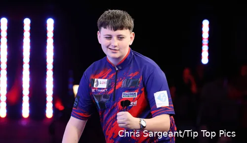 No fear: Mitchell Lawrie victorious on Lakeside debut.