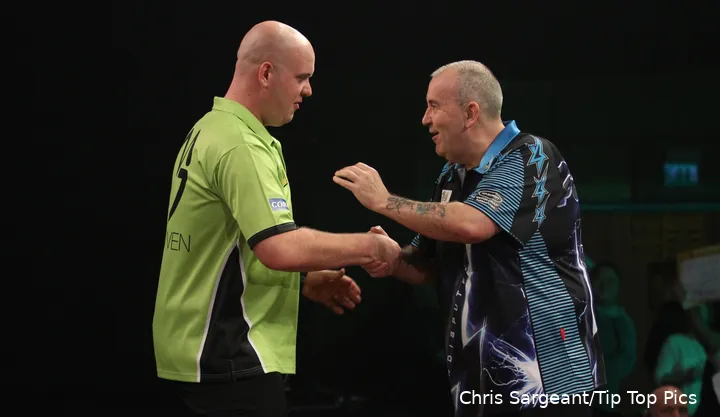Van Gerwen (L) and Taylor (R) faced off in some of darts' biggest matches