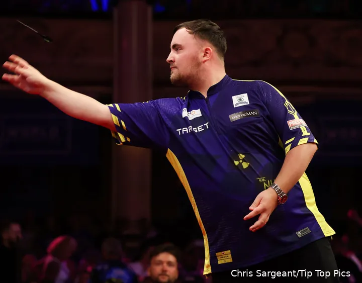 Luke Littler in action last week at the World Matchplay