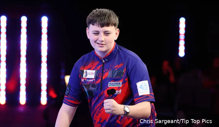 No fear: Mitchell Lawrie victorious on Lakeside debut.