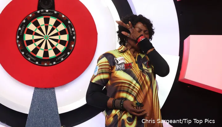 Deta Hedman crying after her first Lakeside title