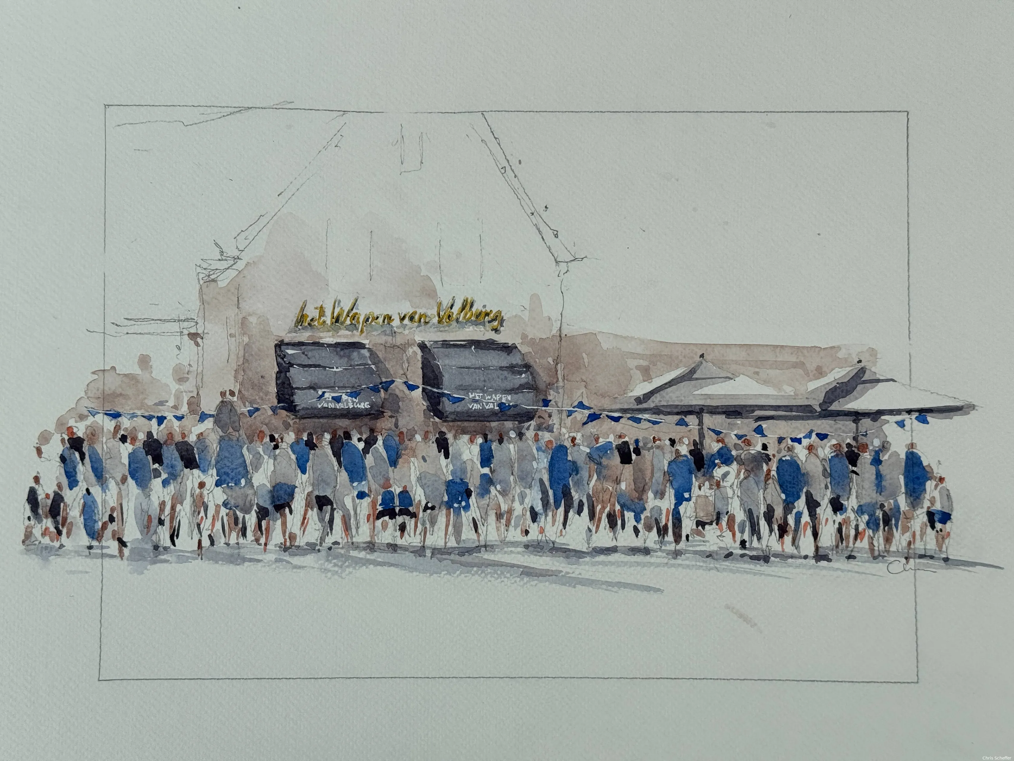 Valburg in aquarel